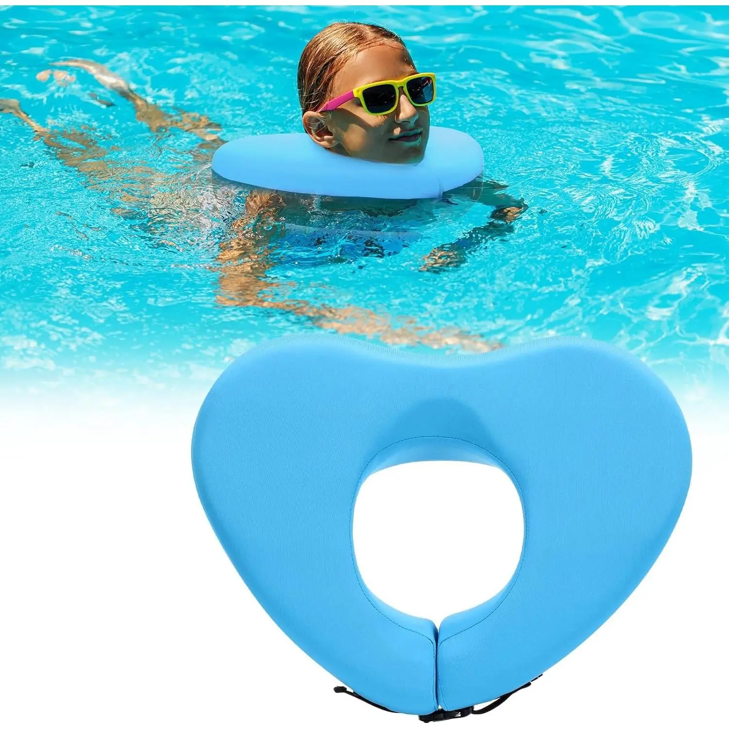 Float Swim Collar for Head and Neck Support,Filled with Foam Plastic Particles (Not Inflatable),Floatation Devices for Adults,Fits Most Adult Neck Sizes for Learn to Swim or Therapy