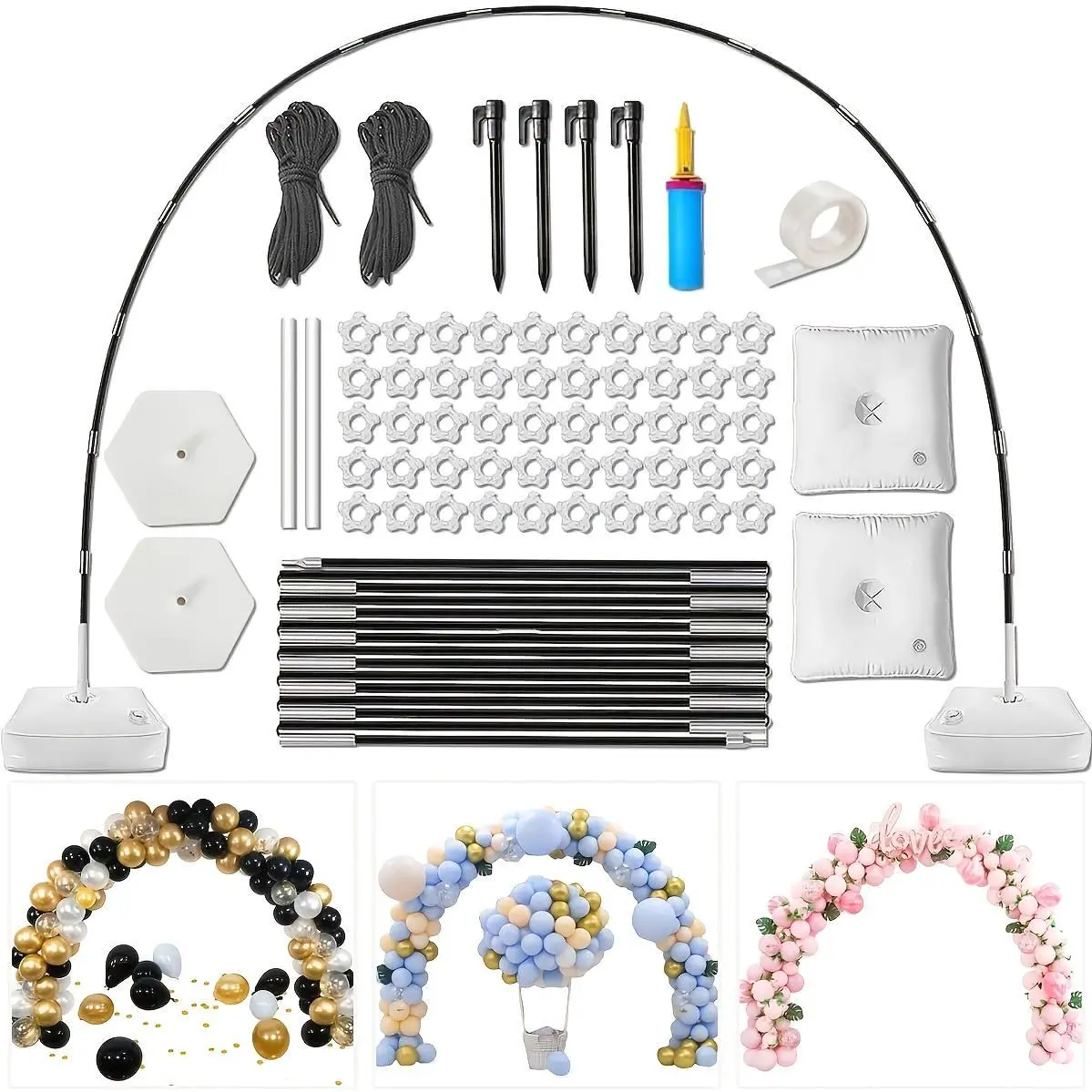 Christmas Balloon Arch, Innovation Large Sturdy Balloon Arch Kit, 10ft Wide & 9ft Tall Adjustable Balloon Arch Stand with Water Fillable Bases, Manual Pump - for Wedding, Birthday, Graduation