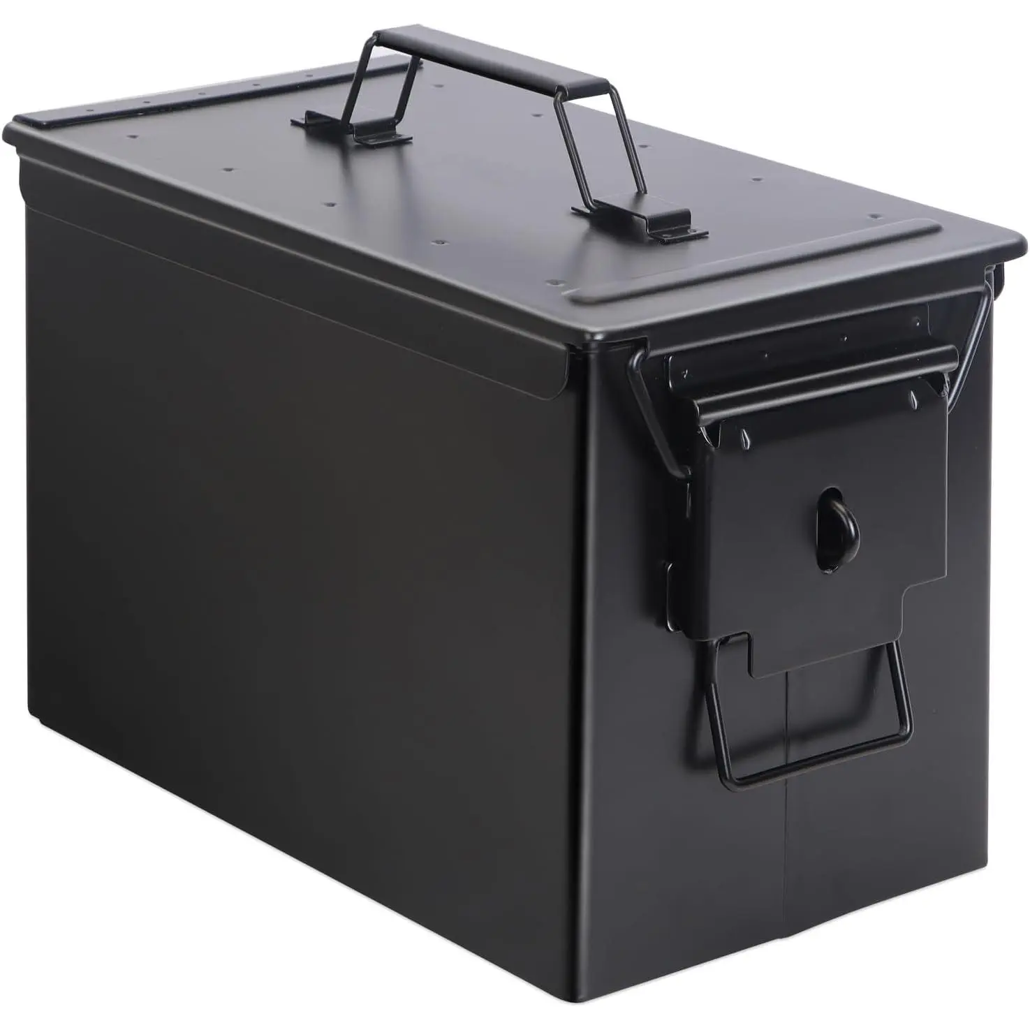 Ammo Can & Ammo Case, Fireproof & Waterproof Metal Storage Box - Perfect for Ammo, Lithium Batteries & RC Car Batteries (Without Lock, Black-13 * 7.2 * 9")