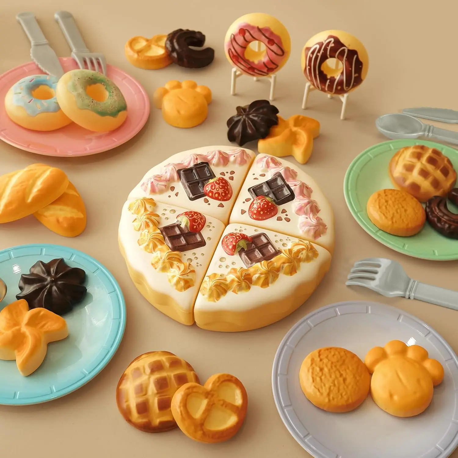 34PCS Tea Party Play Food Set, Complete Bakery Pretend Play Toys with Cake, Donuts, Cookies & Plates for Kids Ages 4 5 6 7 8fidget toys