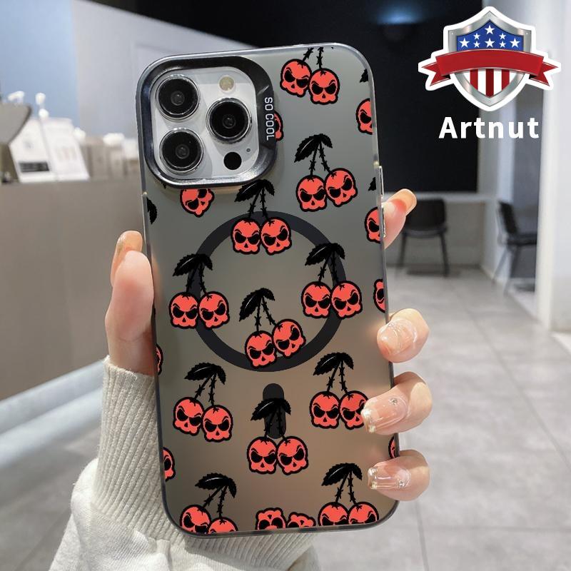 Skull Cherry Party Pattern Magnetic Phone Case for iPhone17 16 15
