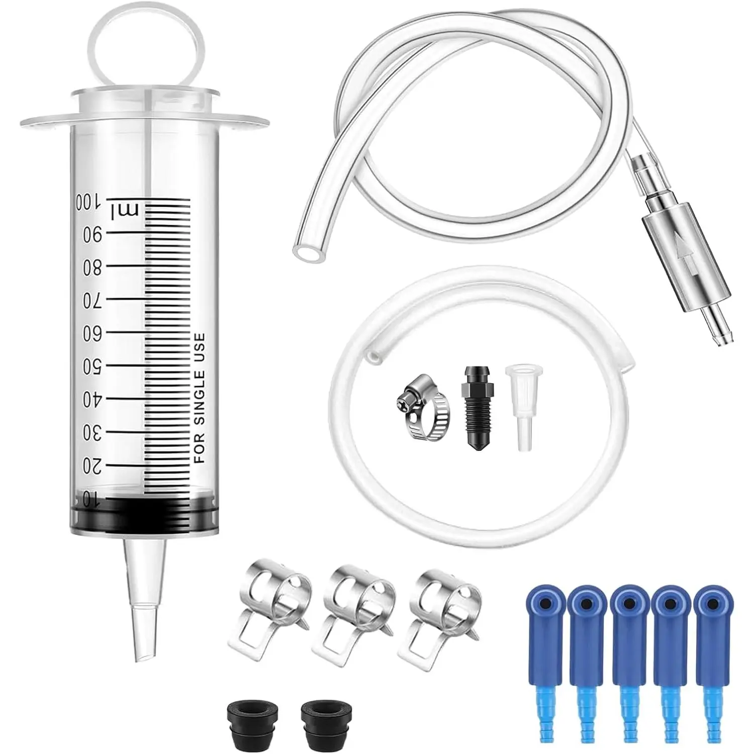 Bleeder Kit:  Man  Fluid Bleeding Tool for  &  |  & Clutch Bleeder Kit with 100ml , 20in Hose,  Way Check Valve, 2 x 14in Hoses, 3 Clamps, 2 Caps & 5 Adapters