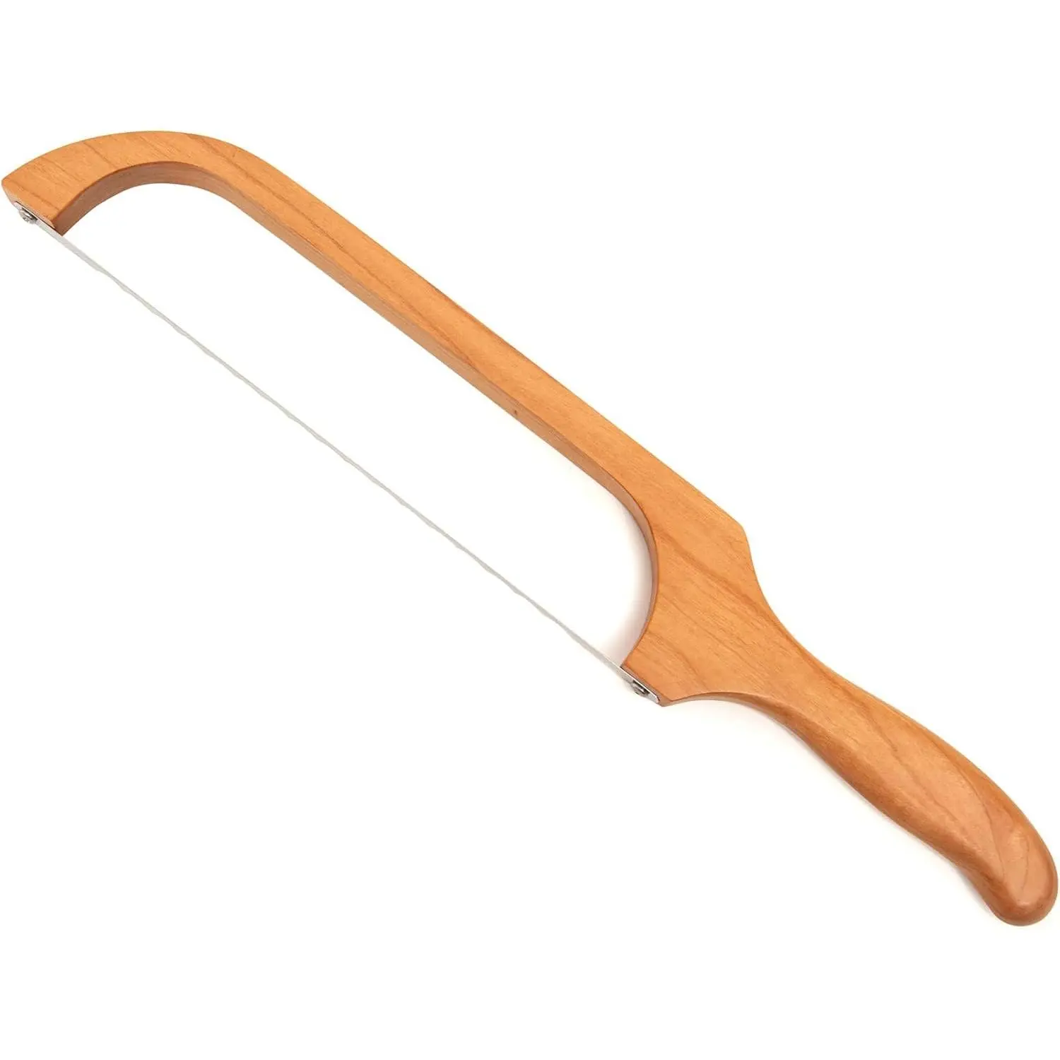 Wooden Bread Bow  Cherry 16" - Bagel & Sourdough Slicer  | Cuts thin even slices, comfortable bow-shaped grip, right-handed design