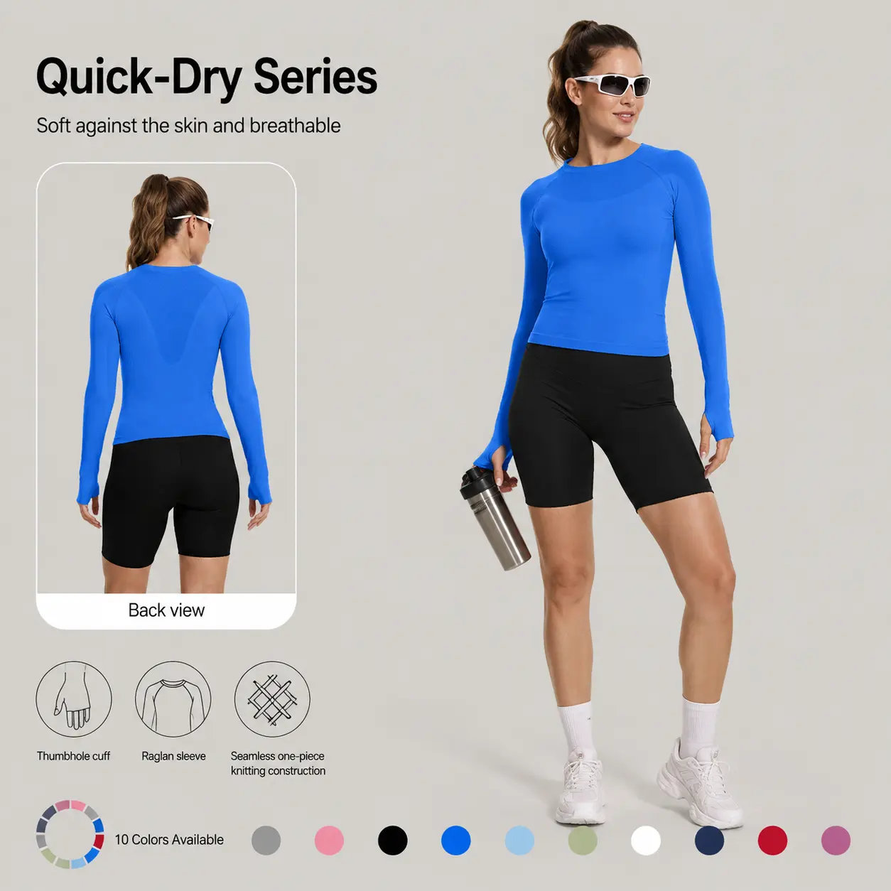 Women Seamless Long Sleeve Athletic Tops Lightweight Breathable Workout Shirts for Yoga Gym Running Sports