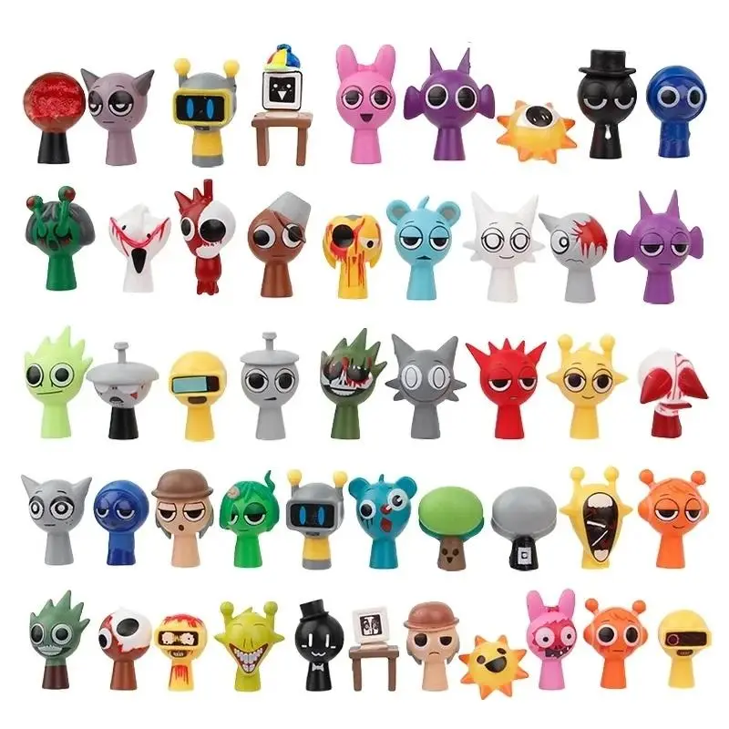 48pcs/Set Mini Sprunki Action Figure Toy Cartoon Movie Sprunki Wenda Model Doll Figurines Kids Birthday Gift Toy