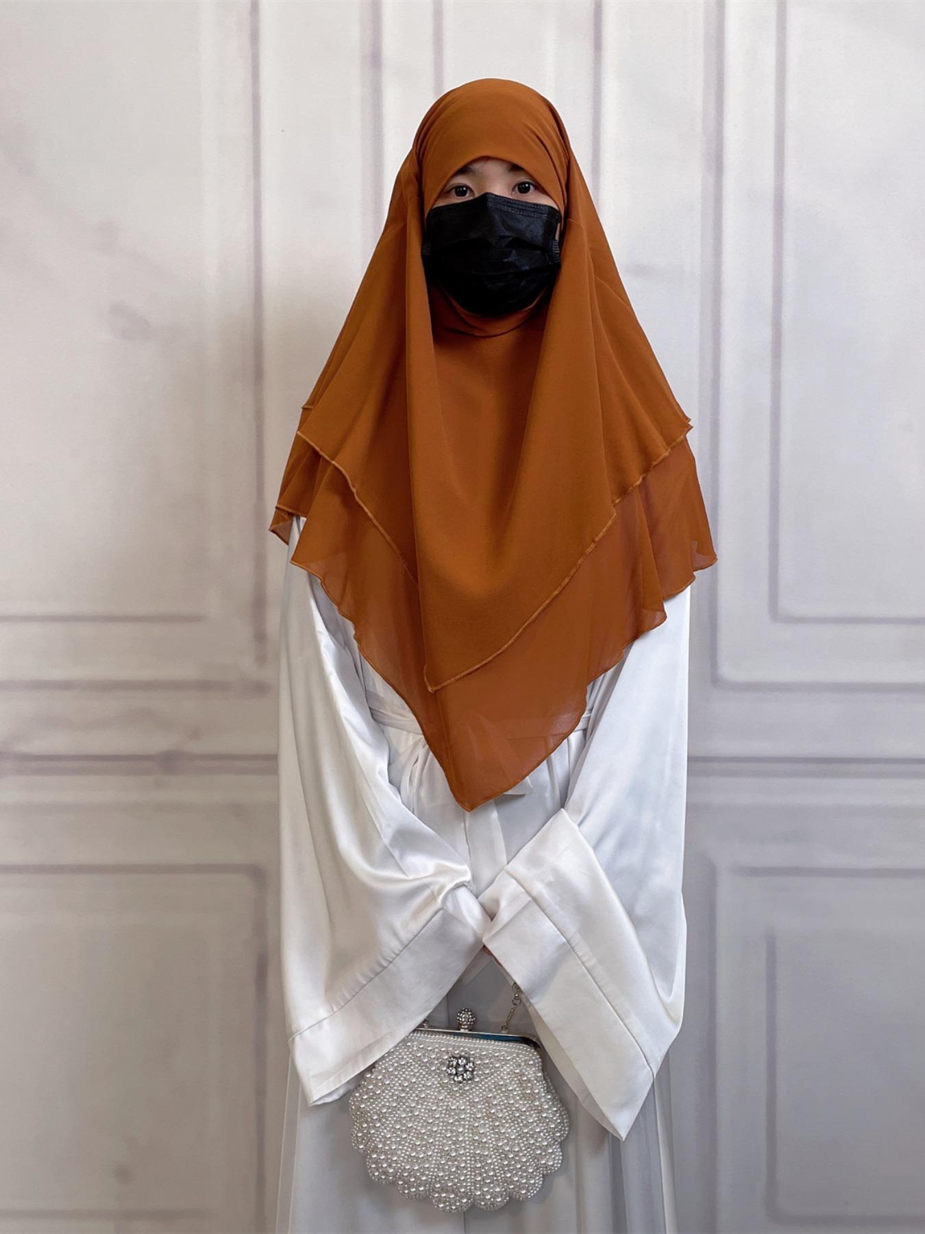 16 Colors Short Chiffon Khimar, Muslim Fashion High-Quality Fabric, Suitable for Adults and Kids, Essential Wear for All Seasons
