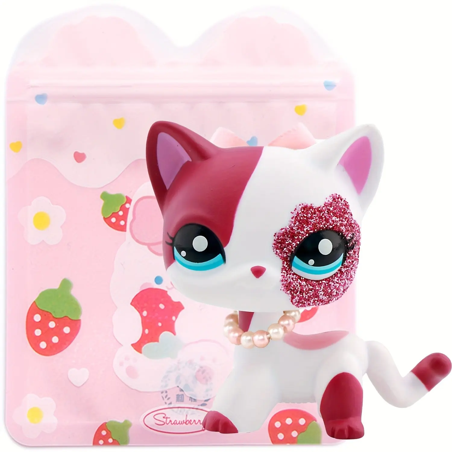 Lps Shorthair Cat Collectible Dolls, Blue Different Eyes, Mini Pet Shop Rare Figure with Accessories, Birthday Christmas Halloween Gift, Cute Figures