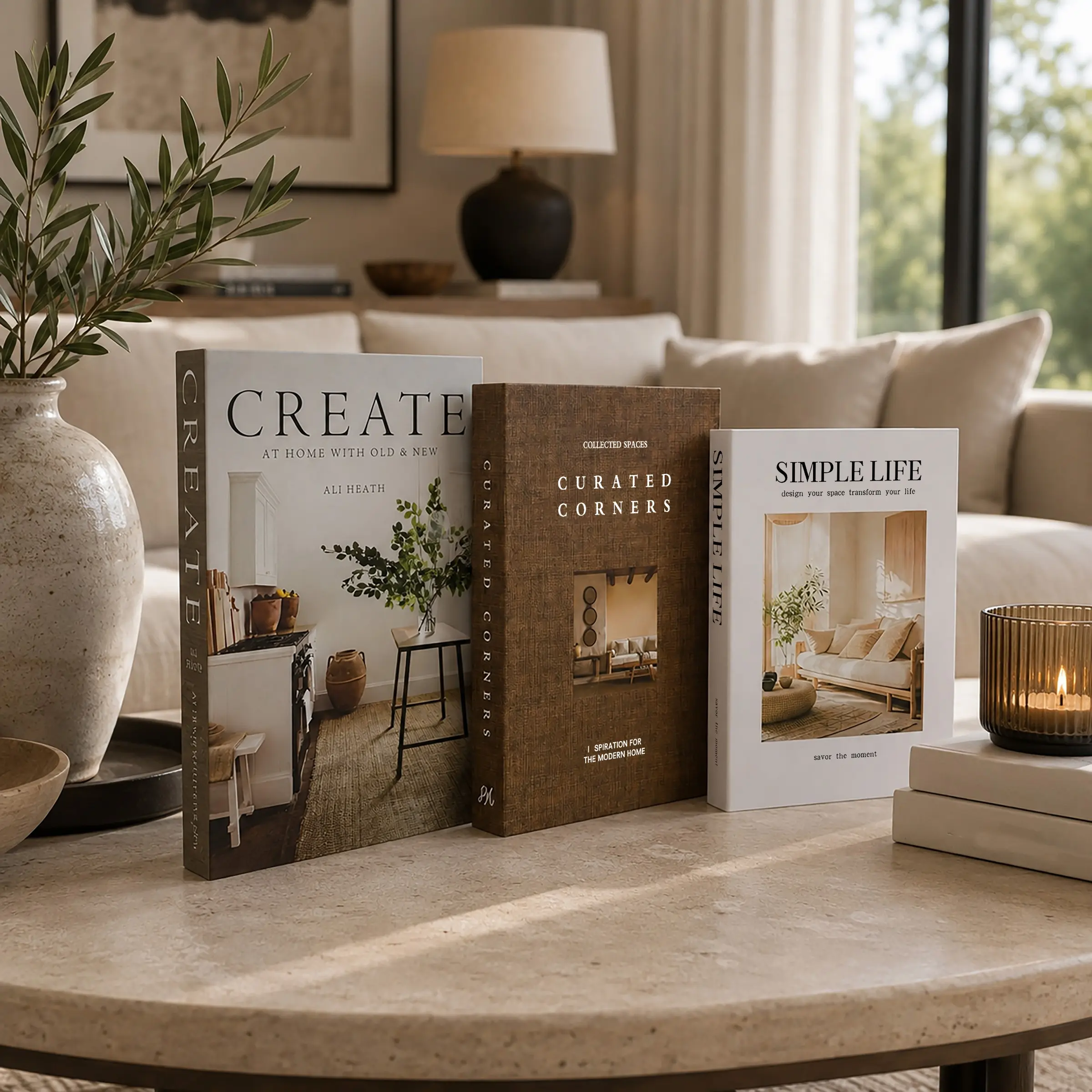 Foldable Paper Decorative Fake Books Set of 3, Fashion Stackable Book Sculpture Ornaments, Ideal for Coffee Table, Shelf, TV Stand Decoration, Interior Ornaments