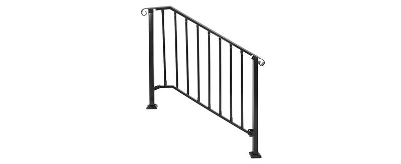 4-5 Step Hand Rail, Handrails for Outdoor Steps, 4-5 Steps Adjustable Outdoor Garden Railing for Stairs Black Steel Powder Coated Heavy Duty 4-5 Step Hand Rail, Handrails for Outdoor Steps, 4-5 Steps Adjustable Outdoor Garden Railing for Stairs Black Steel Powder Coated Heavy Duty