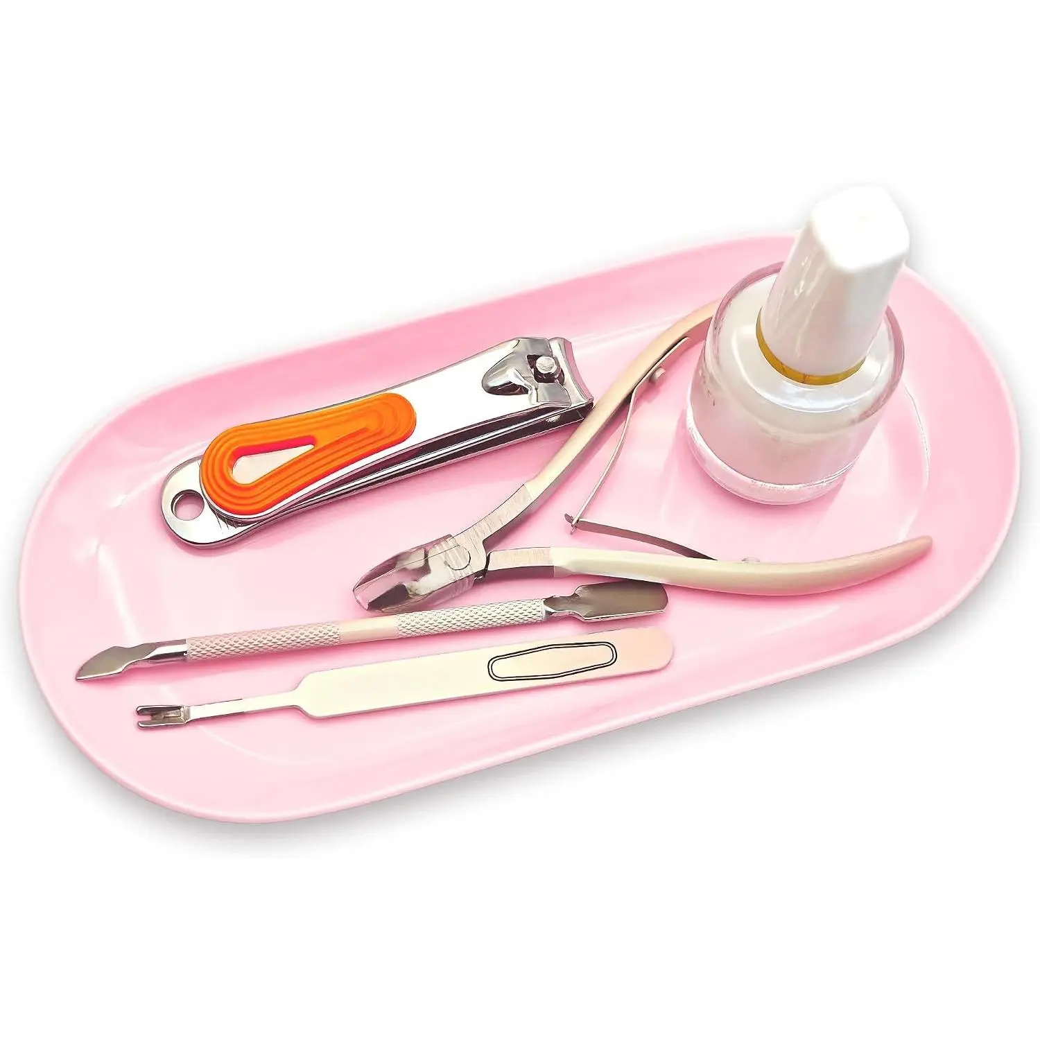Nail Tray Pink Manicure Tool Tray Display Nail Art Dish Storage Oval Manicure Tray Jewelry Rhinestone Cosmetics Organizer Decorative Small Storage Plate