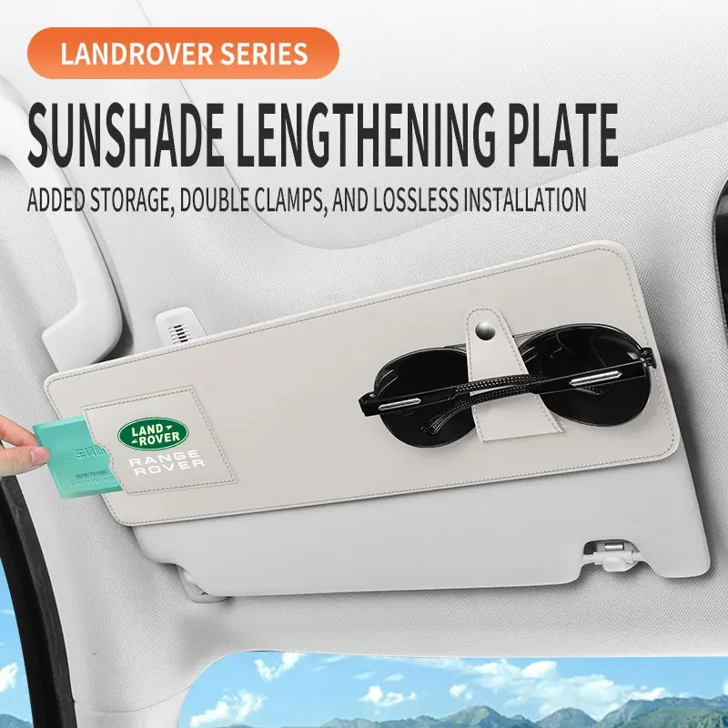 Suitable for Land Rover Defender, Range Rover Sport, Range Rover, Discovery Sport, Velar car sun visor extension front windshield Nappa leather multifunctional sunshade storage panel, sunshade for driver and passenger with glasses holder