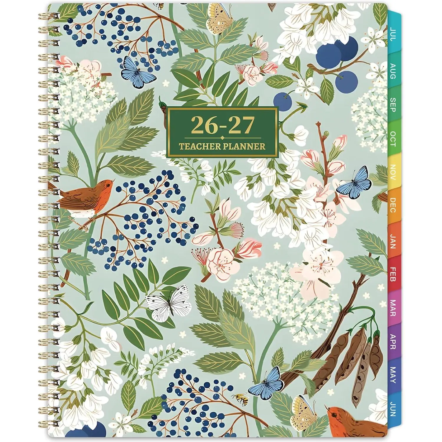 Teacher Planner 2026-2027 - Teacher Lesson Planner 2026-2027, 8.3" x 11", Jul.2026 - Jun.2027, Academic Planner, Weekly & Monthly Lesson Plan Book for Teachers with  pocket, Colorful Tabs - Floral