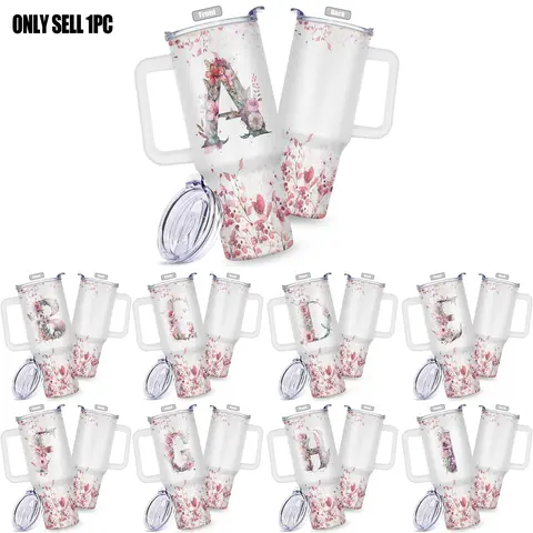 40oz Tumbler with Lid, Letter Print Travel Coffee Mug, Perfect Gift for Mom, Sisters, Teachers for Weddings and Birthdays