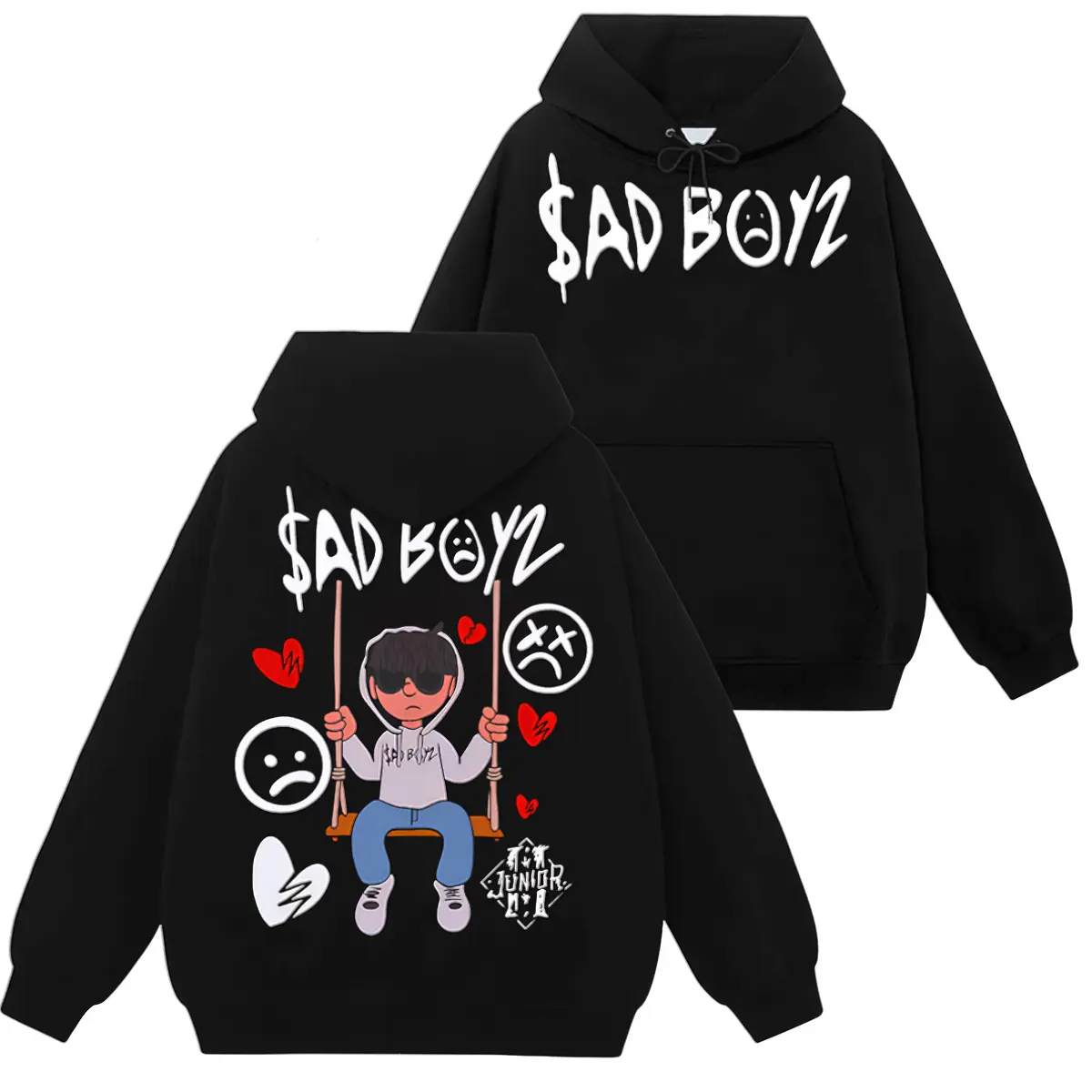 Men's Unisex Sad Boyz Graphic Hoodies - Cotton-Poly Soft Baggy Corridos Tumbados Sweatshirt, Cute Athletic Preppy Pullover for New Year, Party, Hand Wash Outdoors Tops