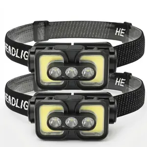 2-Pack Smart Motion Sensor Headlamp | COB LED Flashlight with Red Light & 6 Modes for Night Running & Camping