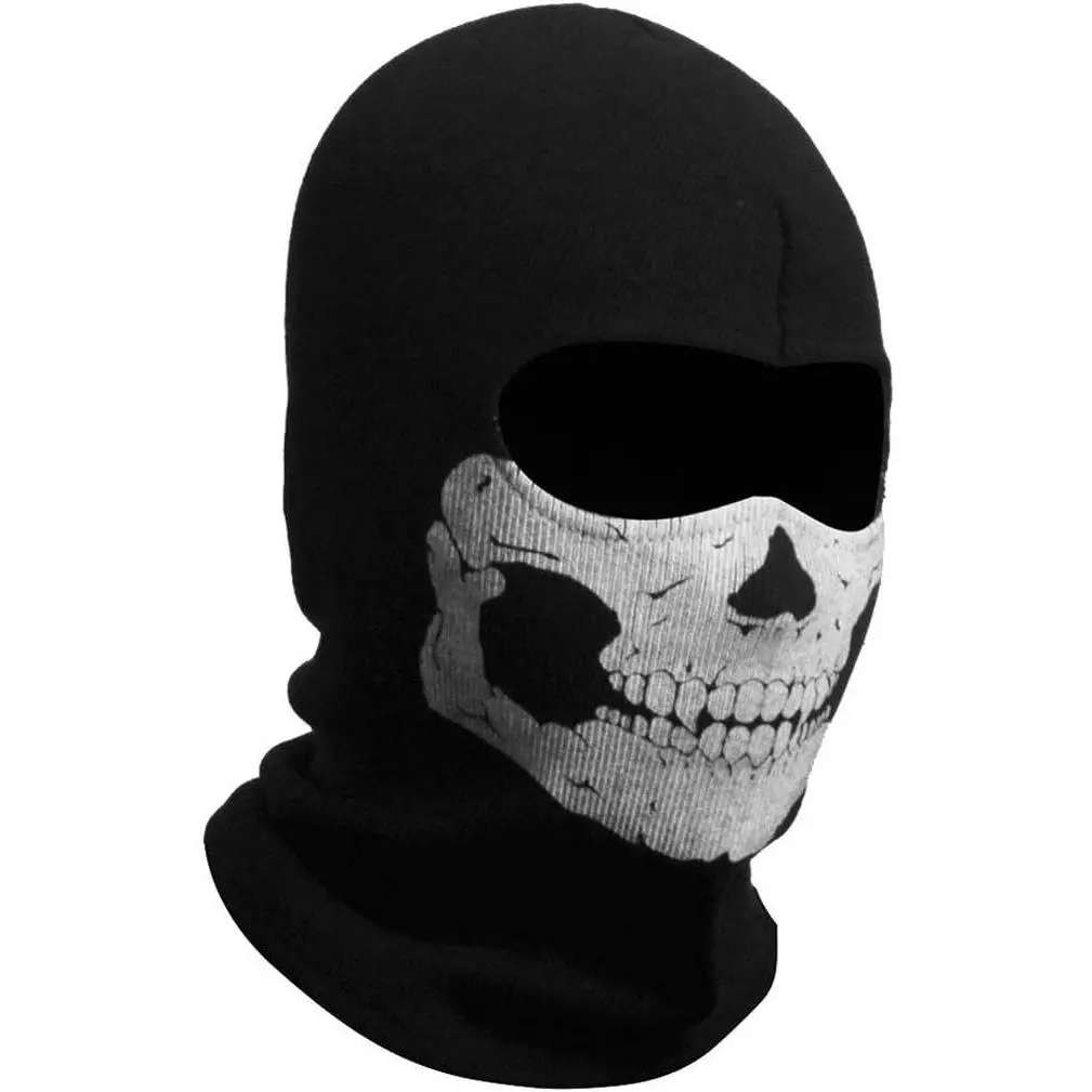 Black Balaclava Ghosts Skull Full Face Mask, Windproof Ski Motorcycle Face Masks Tactical Balaclava Hood for Men Women Youth Halloween Cosplay Outdoor Sport Cycling Skiing Hiking