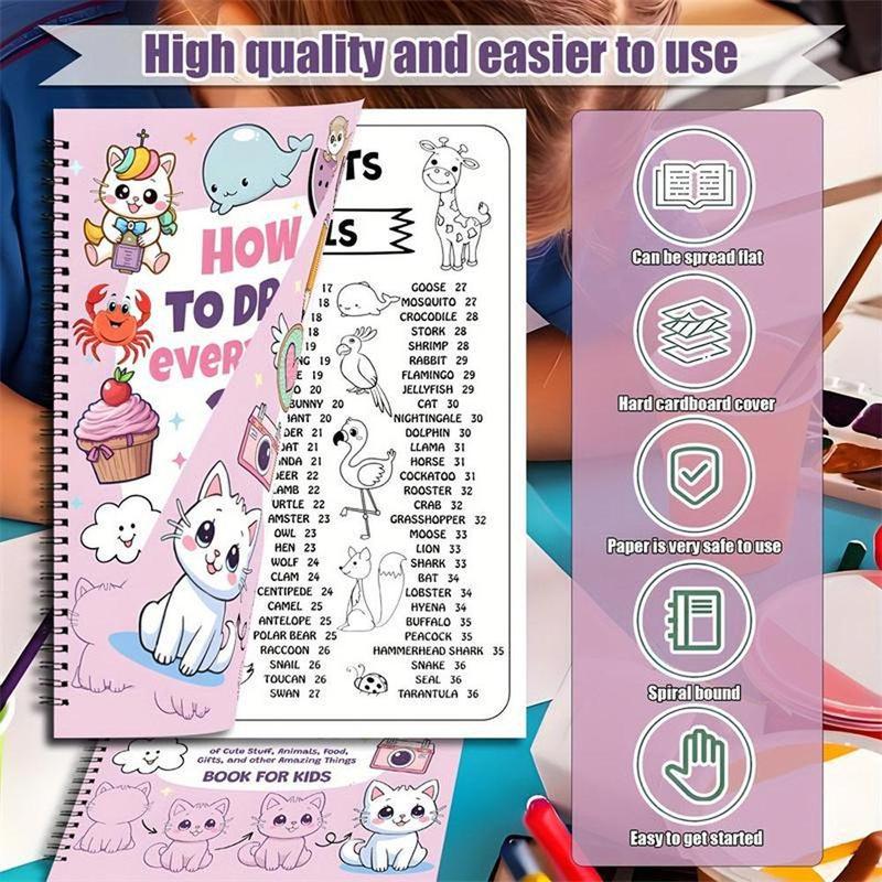 How to Draw 300 Cute Animal Food & Creative Patterns, DIY Drawing, Stress Relief, Coloring, Improve Imagination, Adult Student Gift Coloring Book #TOP PICKS