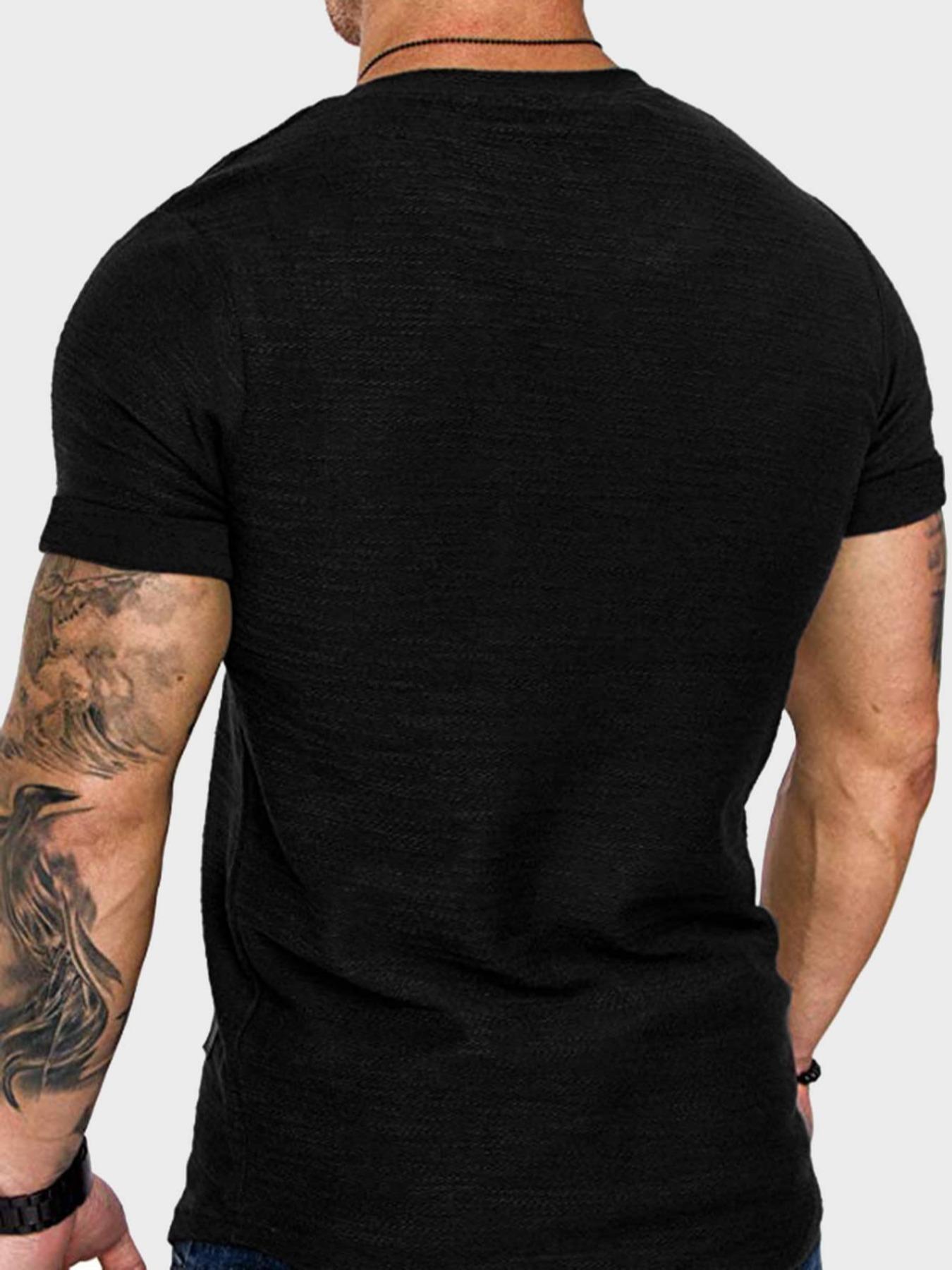 Men's Regular Fit Patched Round Neck Basic Jersey Tee, Casual Short Sleeve T-shirt for Summer, Menswear for Daily Wear