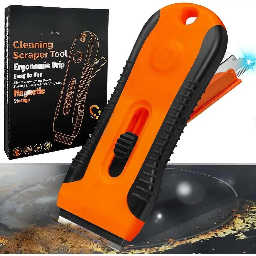 Non Scratch Oven Hob Cleaner with Storage Box, Multi-Surface Cleaning Tool - Removes , Caulk, Adhesive from Windows, Glass, Tiles, Floors & Stove Tops(15 Extra )