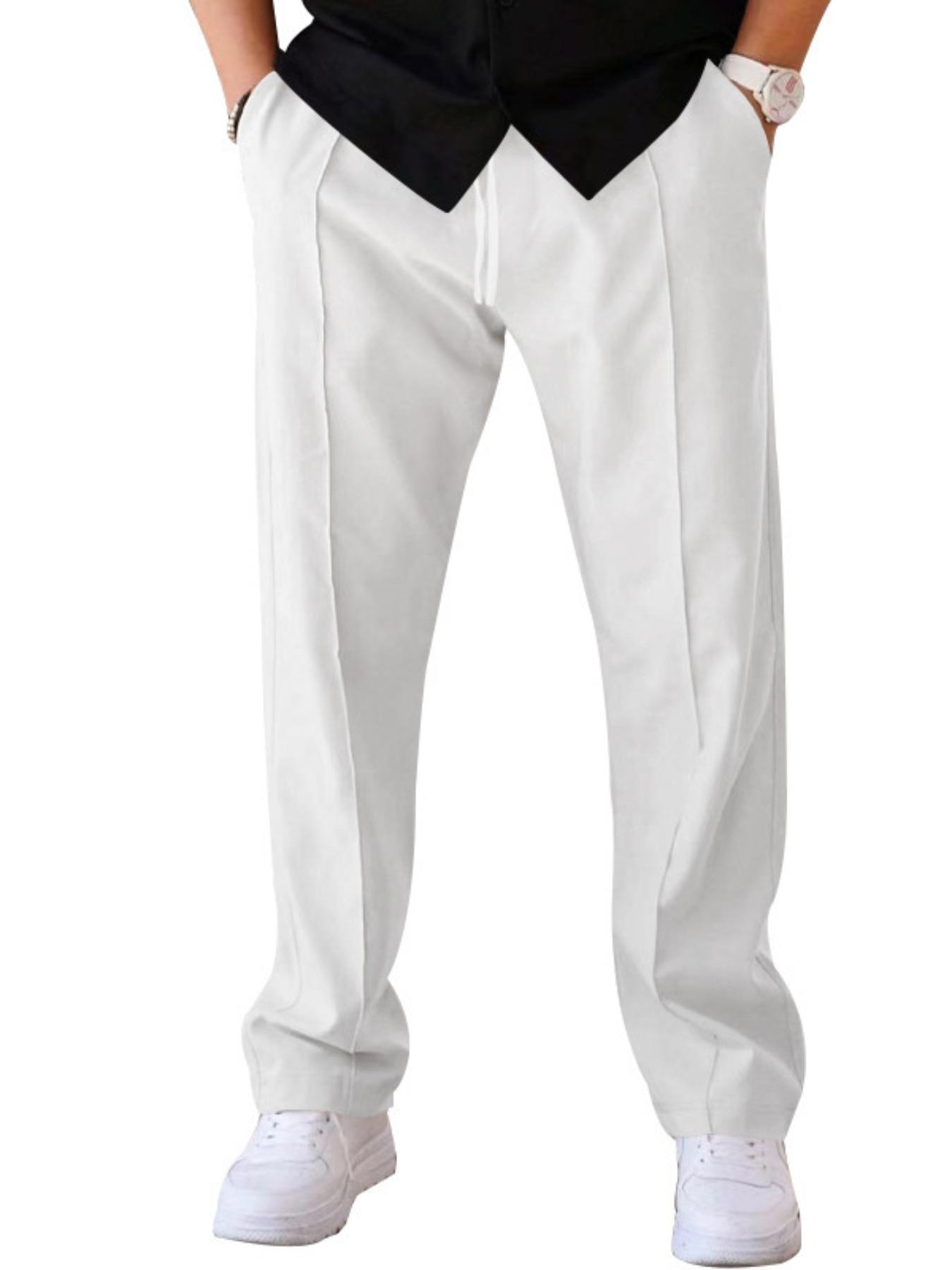 Men's Solid Color Straight Leg Pants, Loose Casual Comfy Business Pants for Spring & Fall, Men's Trousers for Daily Wear, Suit