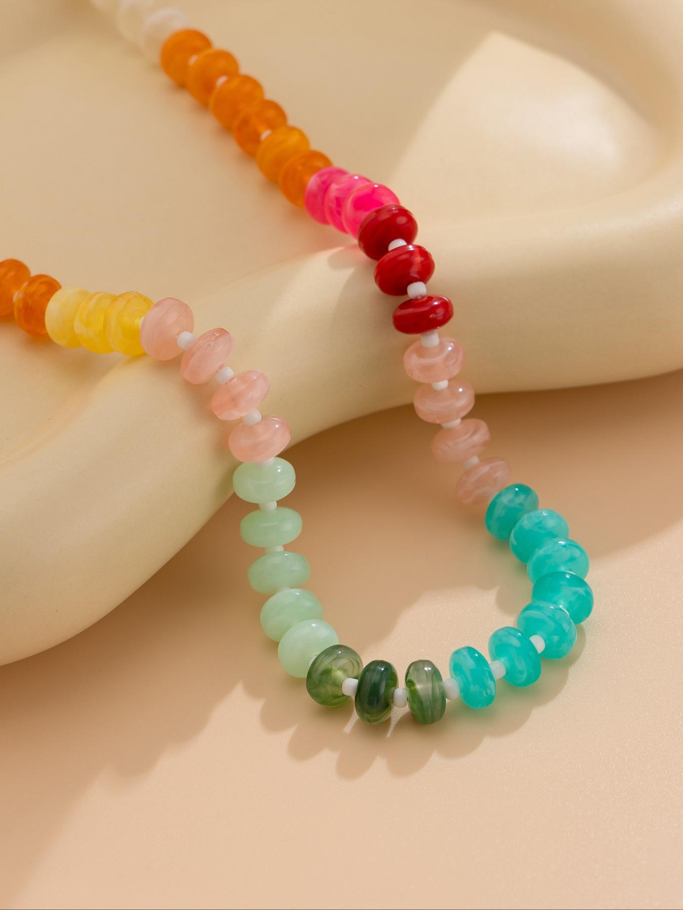 Chic Beaded Necklace for Women, Elegant Multicolor Jewelry, Perfect Gift for Holidays & Birthdays, Stylish Accessory for Parties, Modern Versatile Accessories