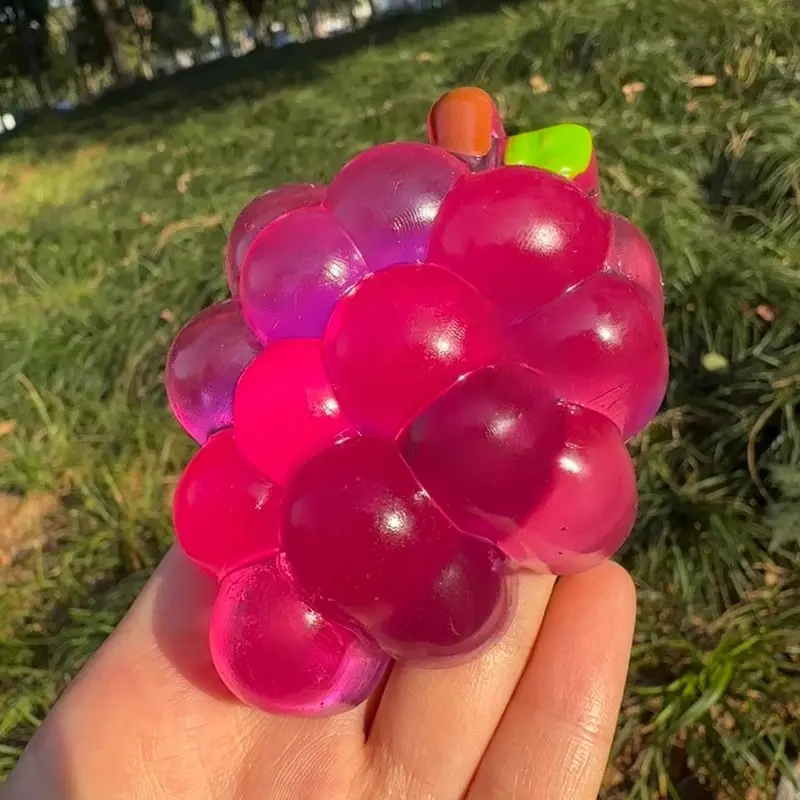 Taba Handmade Grape Squishy Squeeze Toy, Sticky Slow-Rebound Stress Relief Sensory Fidget Toy, 3.15x2.56inch/8x6.5cm, Hand Wash, As Shown in the Pictures, Gift for Everyone for Anxiety and Focus