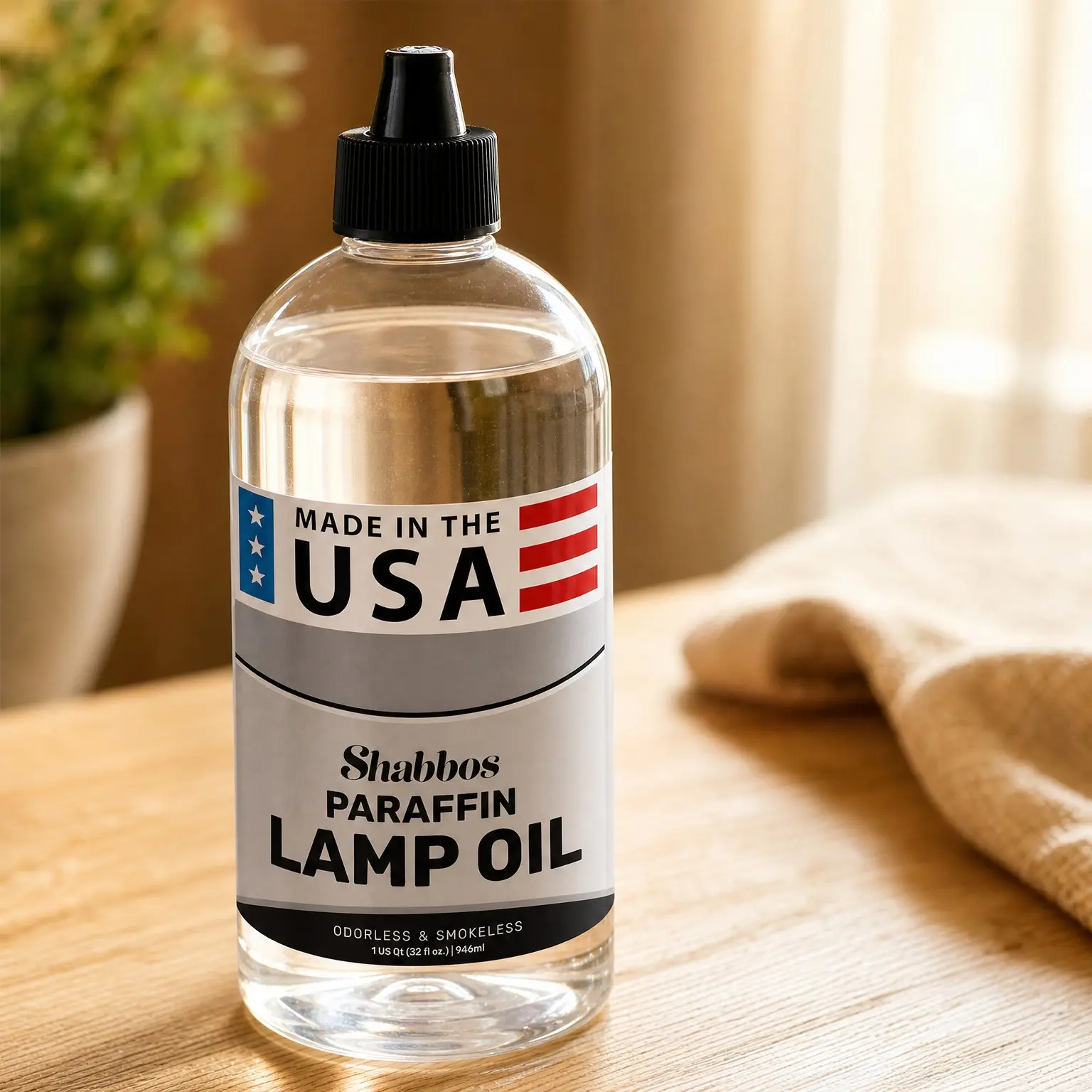 Paraffin Lamp Oil, Clear Smokeless, Odorless, Clean Burning Fuel for Indoor and Outdoor Use with E-Z Fill Cap and Pouring Spout, 32ozGift