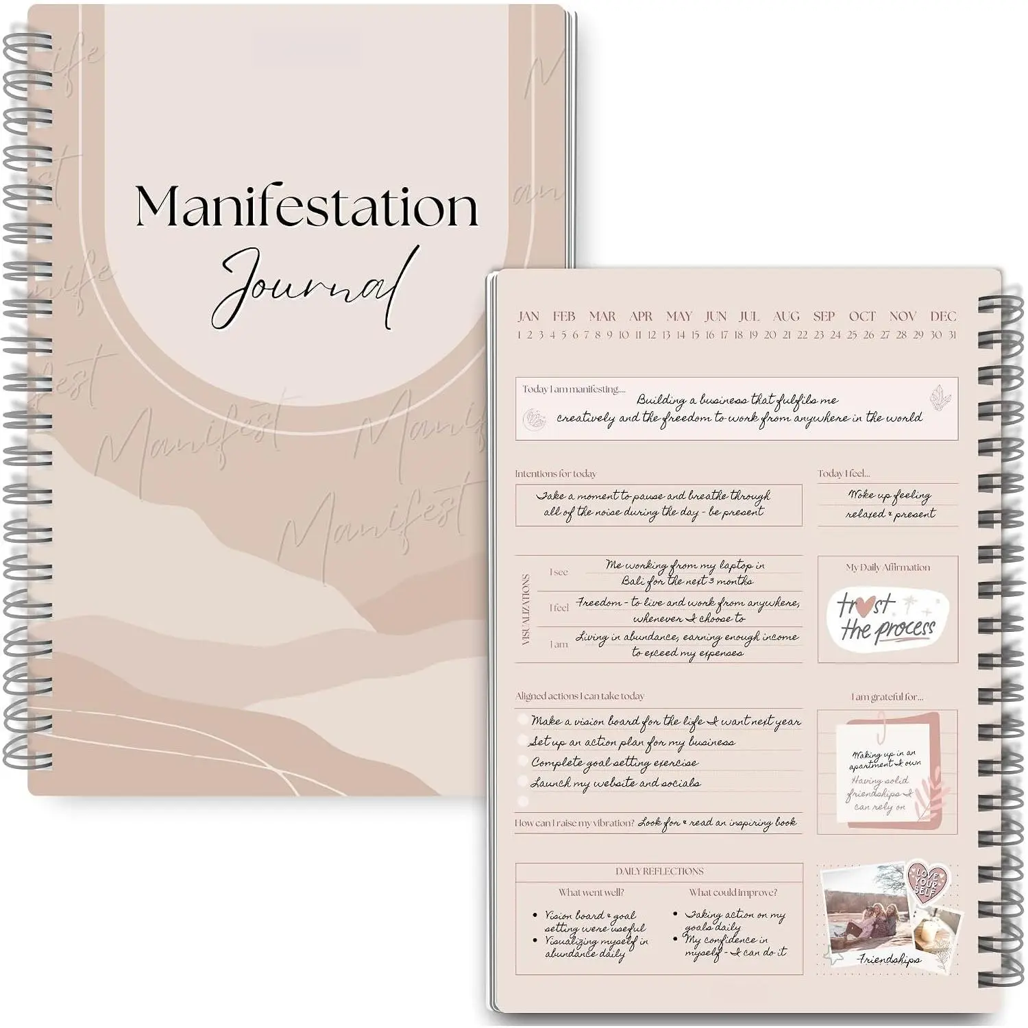 Undated Manifestation Journal - A5 Size Undated Planner with 369 Method, Daily Affirmations, Gratitude, Vision Board Page, Reflection Prompts & Goal Setting Pages, Luxury Self-Growth Office Stationery Notebook