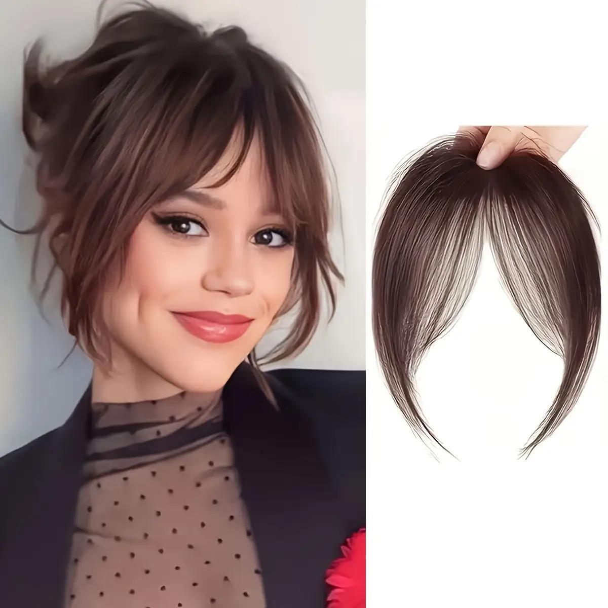 1 Piece Natural Clip-In Bangs for Women - 8inch Straight Hair, Heat-Resistant Fiber, Fluffy and Voluminous, Suitable for Daily Wear, Easy to Style, Perfect for Casual or Formal Occasions, Multi-Functional Hair Piece, Smooth Hair Piece, Secure Clip-In Fixa