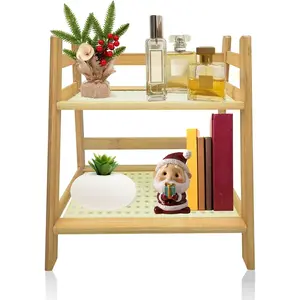 Risers Display Stands ,Tiered Tray Stand Wooden Perfume Organizer Cologne Display Shelf 2 Tier Small  Stand Skincare,  Shelf Matcha Station