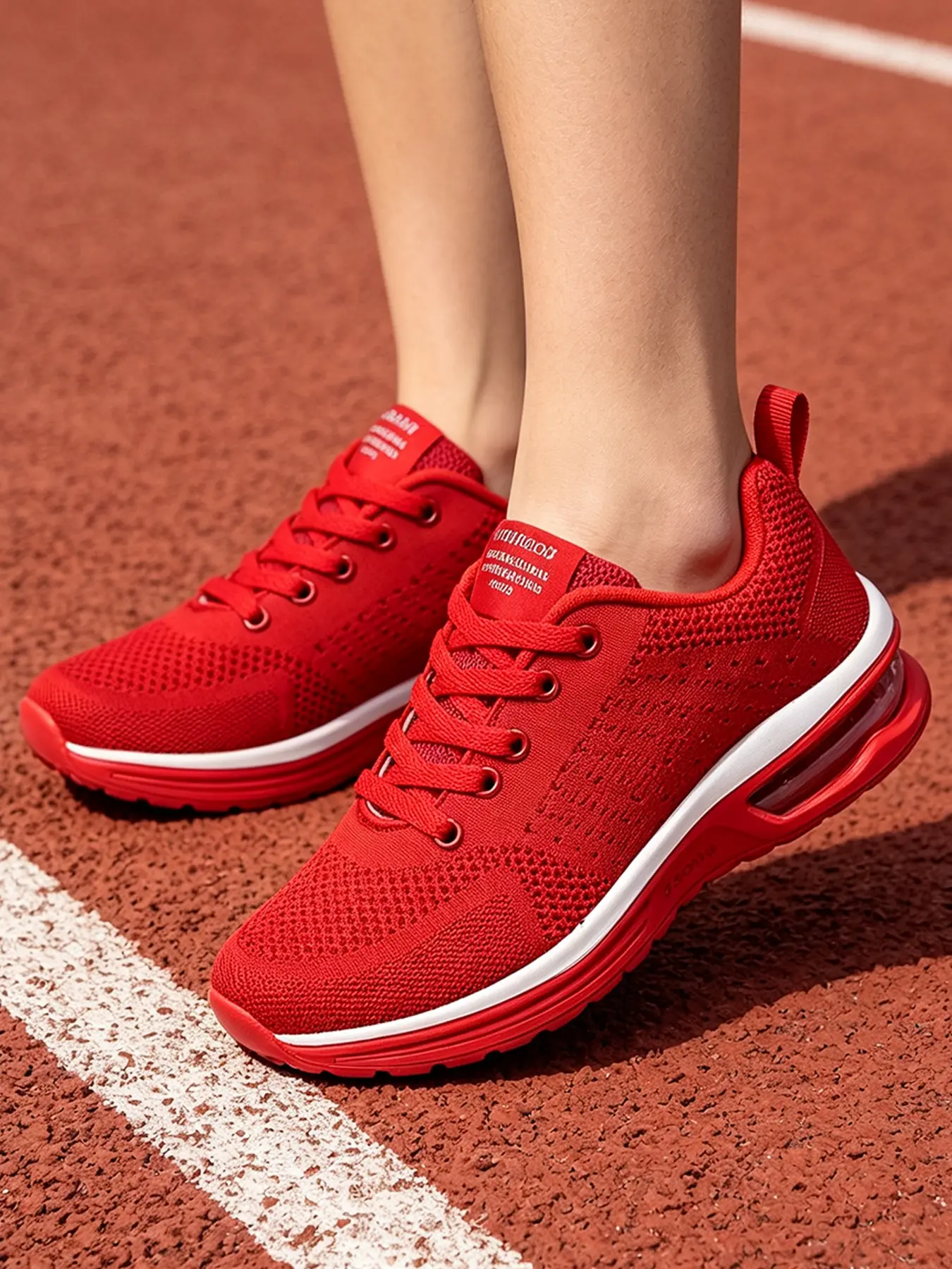 Unisex Lightweight Fly Knit Mesh Athletic Sneakers, Air Cushion Shock Absorbing Non Slip Walking Shoes, Multi Color Lace Up Daily Casual Sports Trainers for Men Women