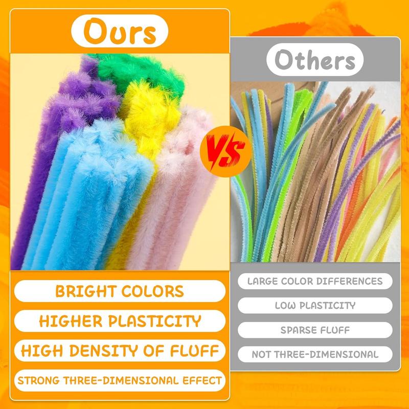 200 count Pipe Cleaners, Pipe Cleaners Craft, Multi-Color Chenille Stems for Craft, Multi-Color Fuzzy Sticks for DIY Art & Creative Crafts Decorations (20 Colors)