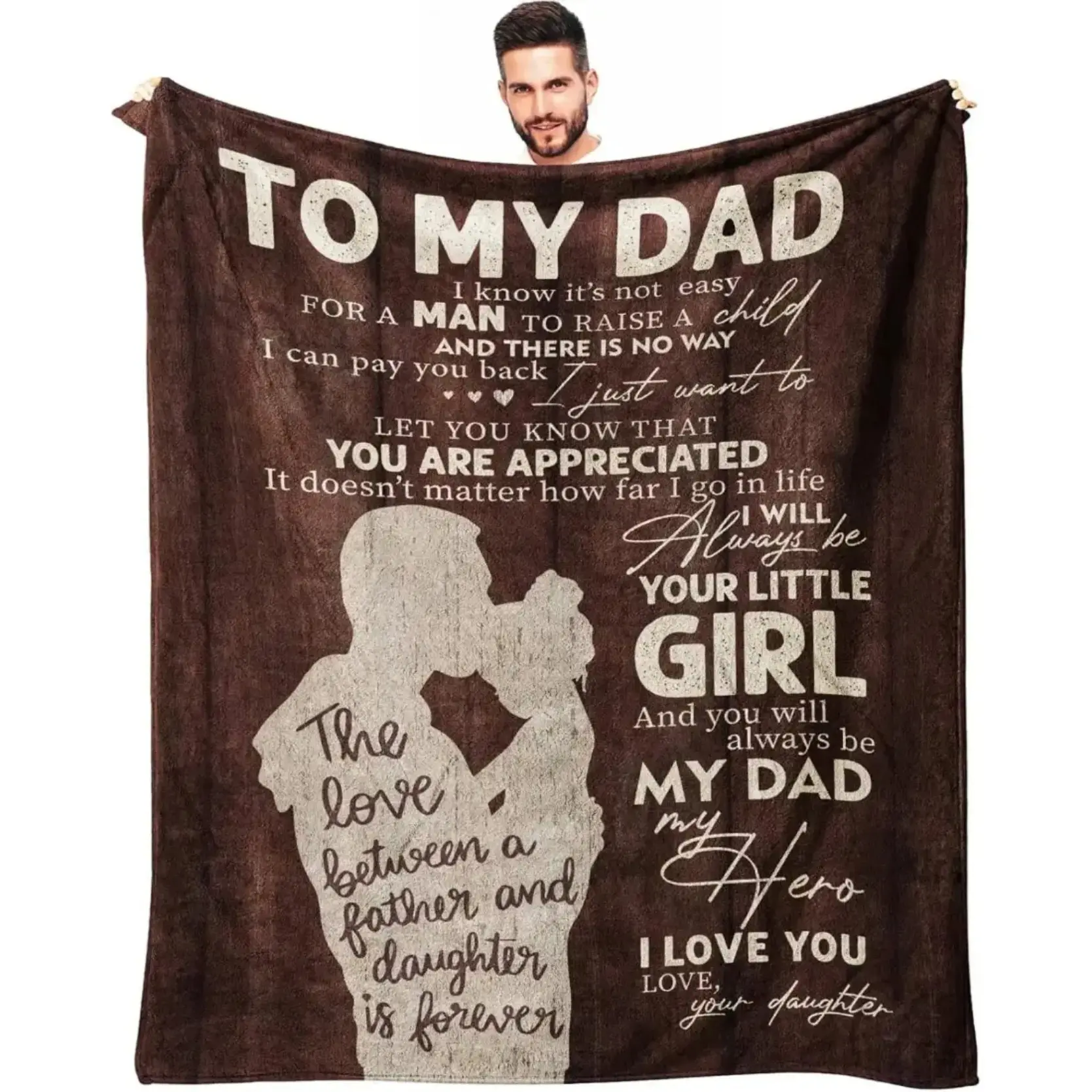 Last Minute Father's Day Gift To My Dad Blanket Birthday Gifts from Daughter Son Best Father Gift Idea 100% Polyester Soft Throw for Bed Sofa Car Travel Summer Cozy