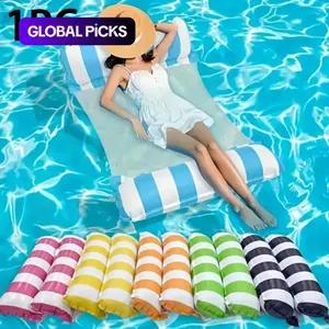 Inflatable Pool Float with Striped Design, Cute Mesh Water Hammock for Adults, Essential for Summer Pool Parties & Beach Trips, Swimming Float, Pool Floatie