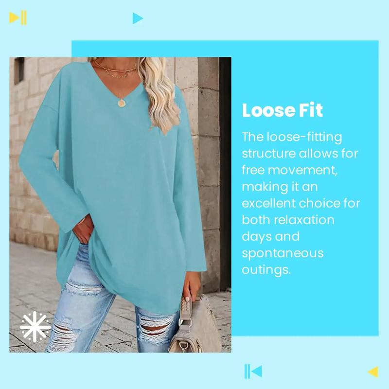 Plus Size Solid Drop Shoulder V Neck Tee, Casual Long Sleeve T Shirts for Women for Daily Wear, Women Plus Clothing for All Seasons, Fall Outfits, Fallfreshness Y2K, Fall clothes 2024 Plus Size Solid Drop Shoulder V Neck Tee, Casual Long Sleeve T Shirts for Women for Daily Wear, Women Plus Clothing for All Seasons, Fall Outfits, Fallfreshness Y2K, Fall clothes 2024