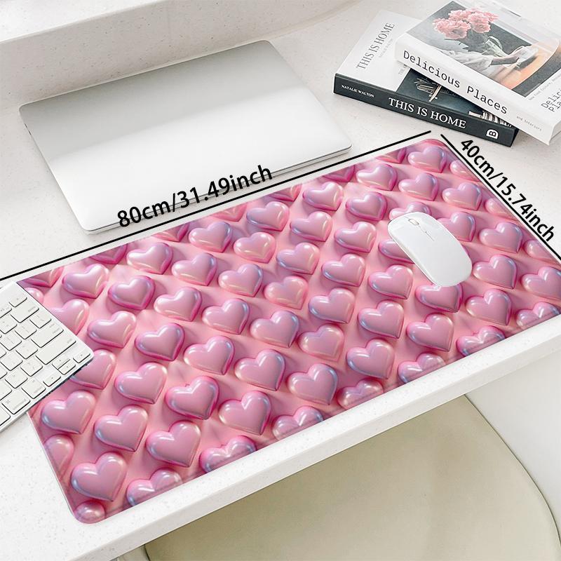 Heart Pattern Mouse Pad, Rectangle Gaming Mouse Pad, Office Desk Keyboard Mat for Home Office Game Room Desk, Cute Desk Accessories