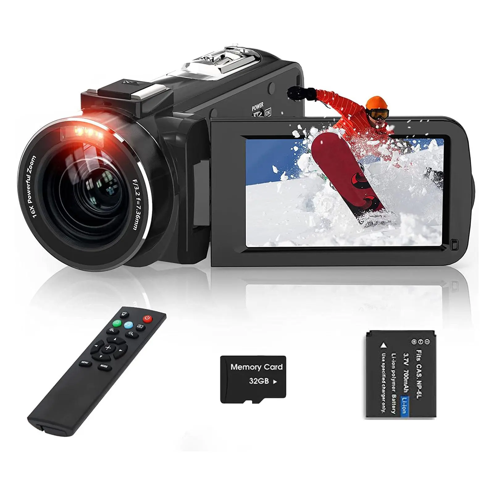 Video Camera Camcorder with Rotatable Screen, 1 Count 2.7K Ultra HD ...
