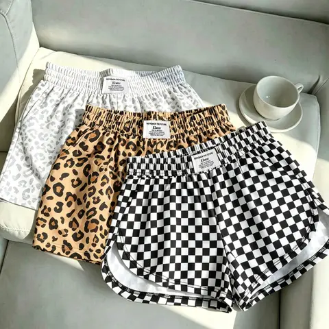 Women's Casual Loose Fit Lightweight Shorts, Elastic Waist with Leopard Print & Camouflage, Summer Casual, 3-Piece Set, Casual Shorts Loungewear