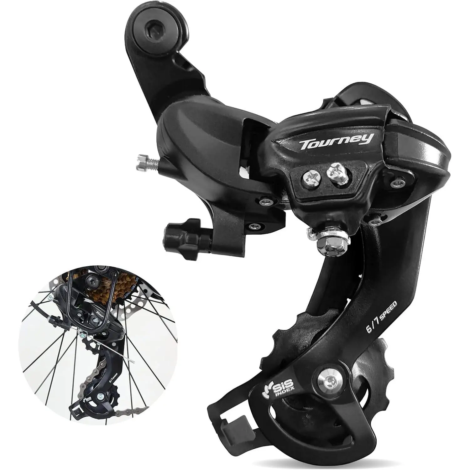 Tourney Rear Derailleur RD-TY300 6/7 Speed Derailleur Direct Mount | for Mountain Bike Road Bike Snowmobile Trail Bike Commuter Bike,Smooth Shifting,Durable,Anti-Chain-Dropping,Support 34T