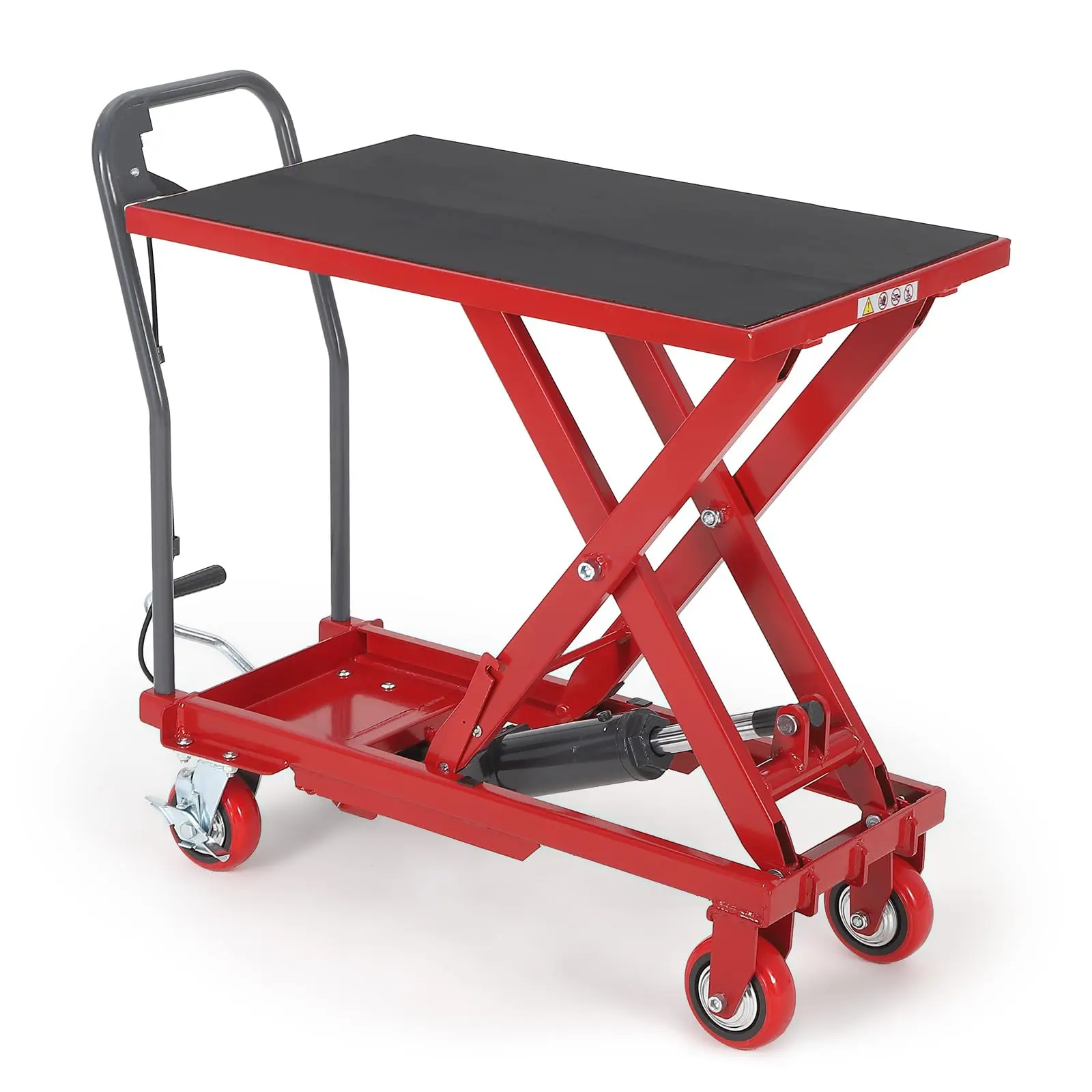Hydraulic Lift Table Cart – Height Adjustable, Manual Single Scissor Lift Table with 4 Wheels and Non-Slip Pad – Hydraulic Scissor Cart for Material Handling Work Cart Moving Cart