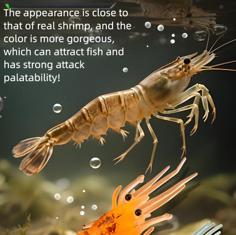 10pcs Shrimp Bait Hooks, Soft Prawn Fishing Lures Simulation Lure for Trout Bass Salmon