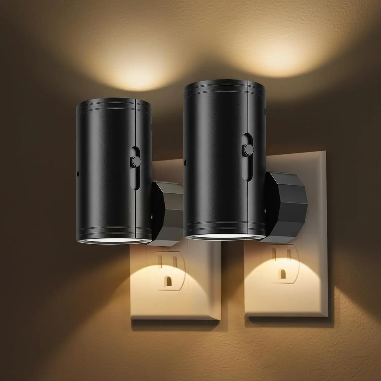 LED Night Lights Plug into Wall, Dusk to Dawn Sensor,5-300LM Adjustable Brightness, Soft White 3000K,Dimmable Night Lights for Kitchen,Hallway Bedroom,Stairs, 2 Pack