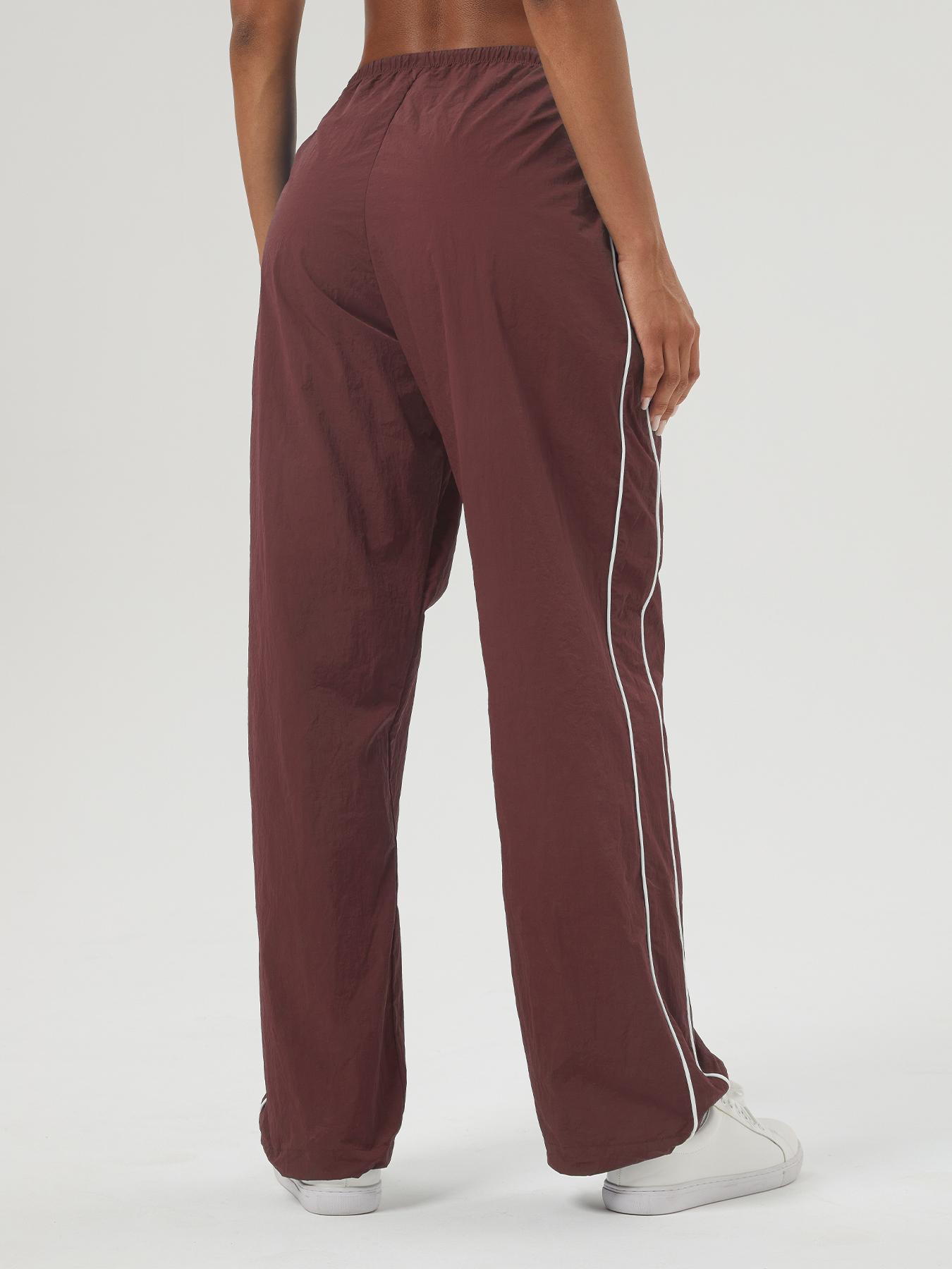 Women's Contrast Binding Drawstring Joggers, Casual Pocket Trousers for Fall & Winter, Women's Bottoms for Daily Wear