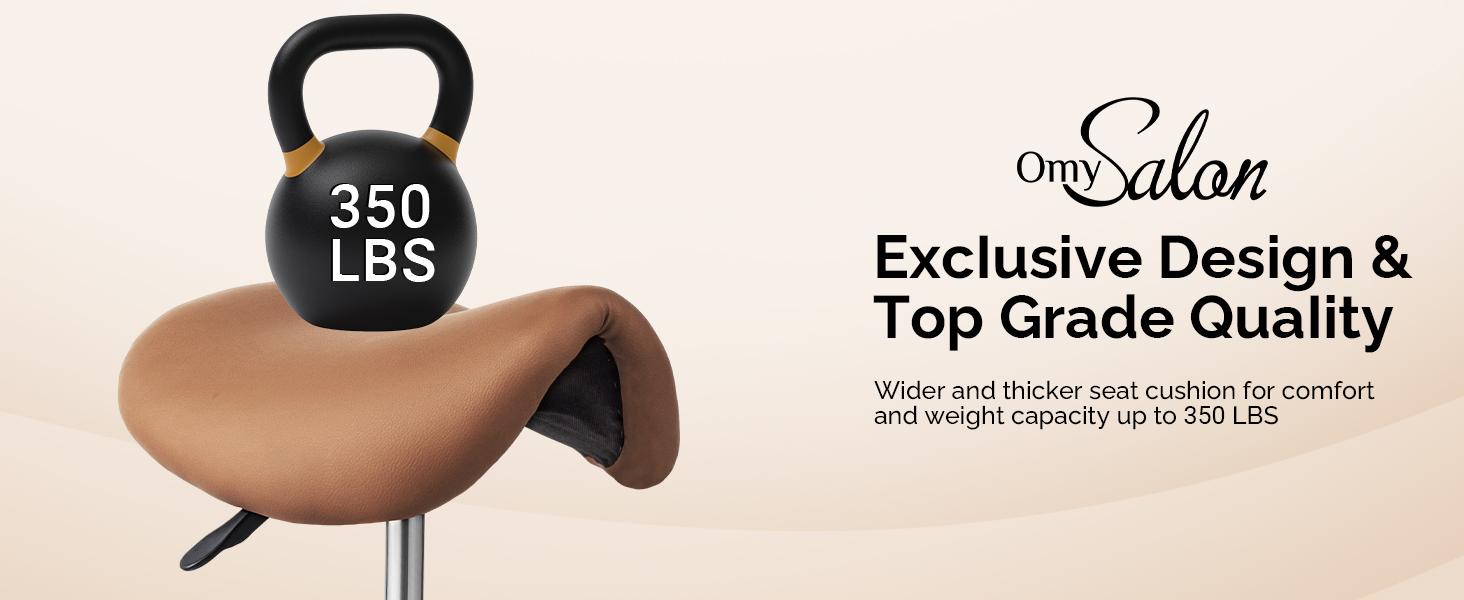 OmySalon Adjustable Saddle Stool with Footrest, Hydraulic Rolling Salon Chair, 360° Swivel Wheels Ergonomic Stool for Hair Stylists, Tattoo Artists, Office, Spa, Massage, Dental