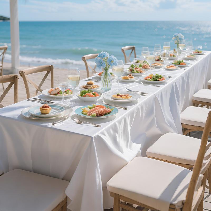 White Rectangle Satin Tablecloth Wedding Table Cloth For Christmas Baby Shower Birthday Events Banquet Decor Home Dining Table