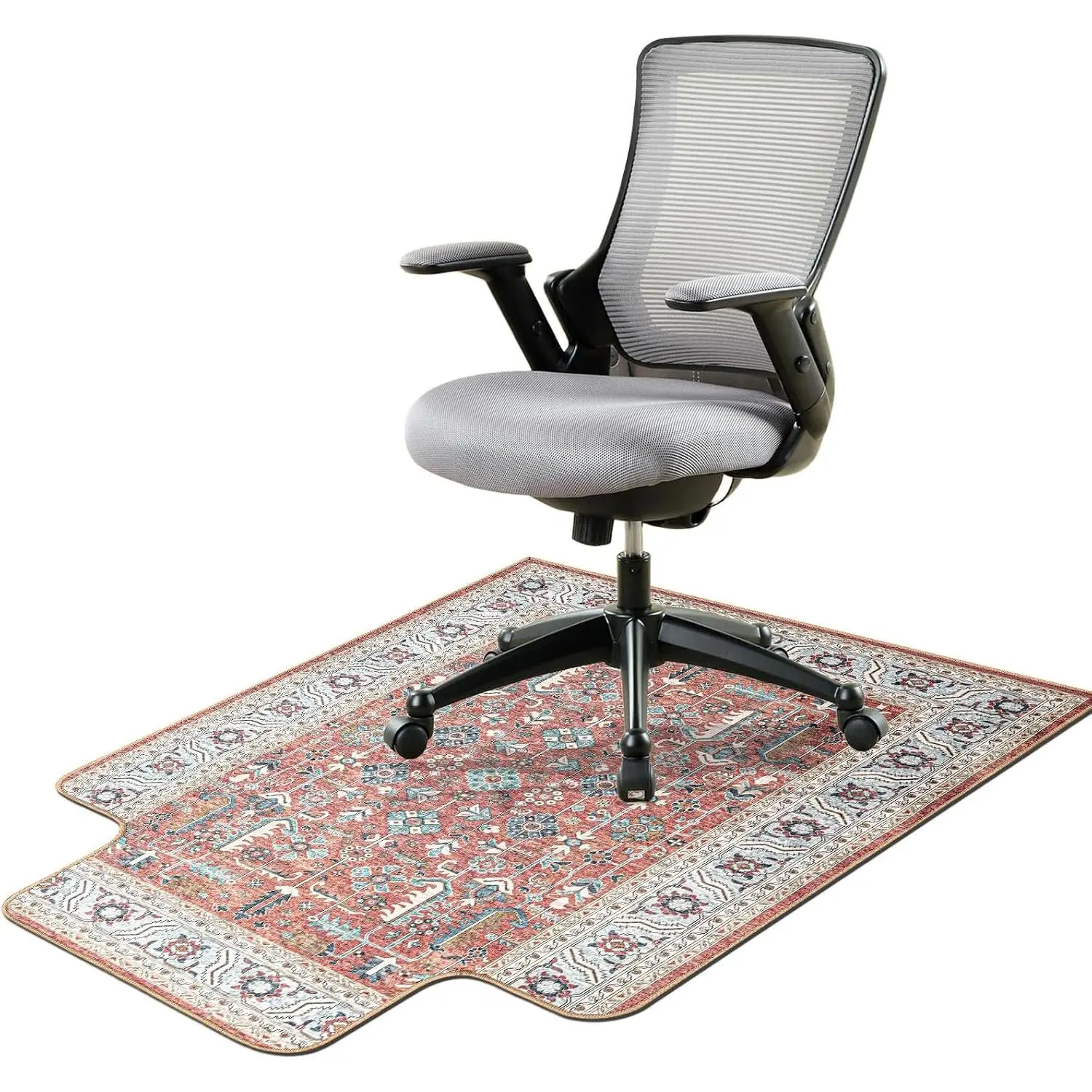 36" X 48" Office Chair Mat for Hardwood and Tile Floors, Under Desk Chair Mat for Carpet Protector Rolling Computer Chairs, Machine Washable Non-Slip Area Rug, Red Brown