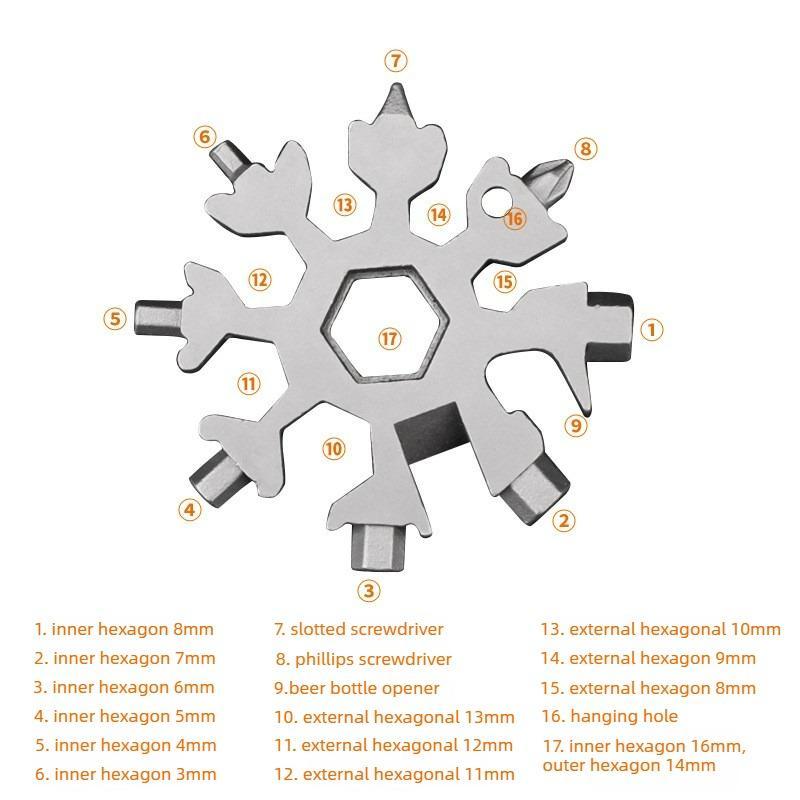 Multi-functional key snowflake wrench, multi-purpose electrician tool, universal portable screwdriver