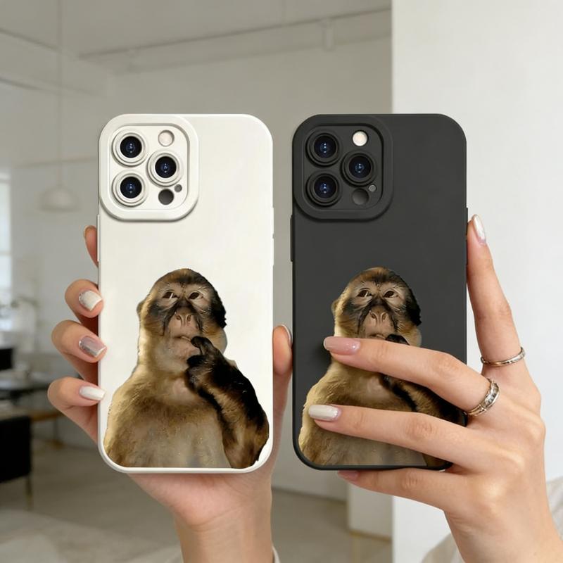 Cute Monkey Pattern Phone Case , TPU Soft Silicone , Fully Protected and Shockproof For iPhone 17 16 15 Pro Max 14 13 12 11 X Plus Air Mini Funny MEME