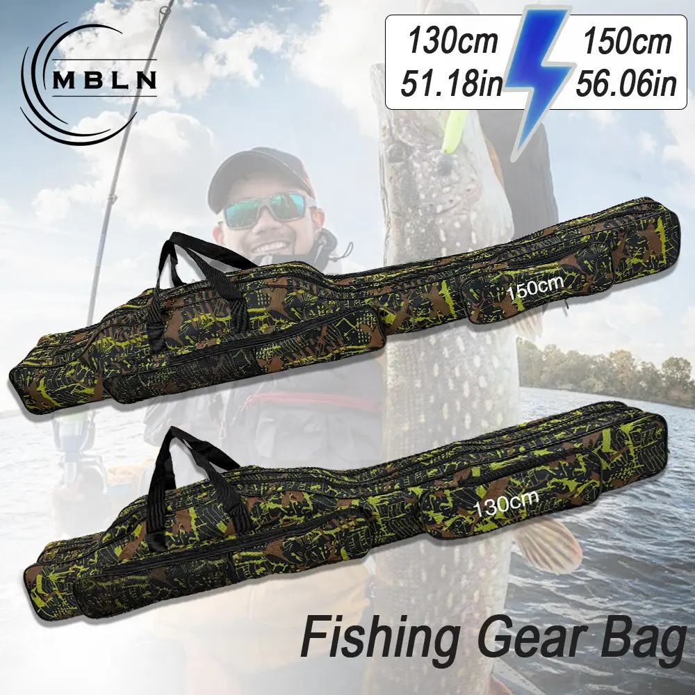 Mbln 130cm 150cm Two-Layer Outdoor Fishing Reel Rod Bag, Fishing Rod Carrier, Large Capacity Storage Bag for European Carp Fishing Gear, Essential Fishing Accessories