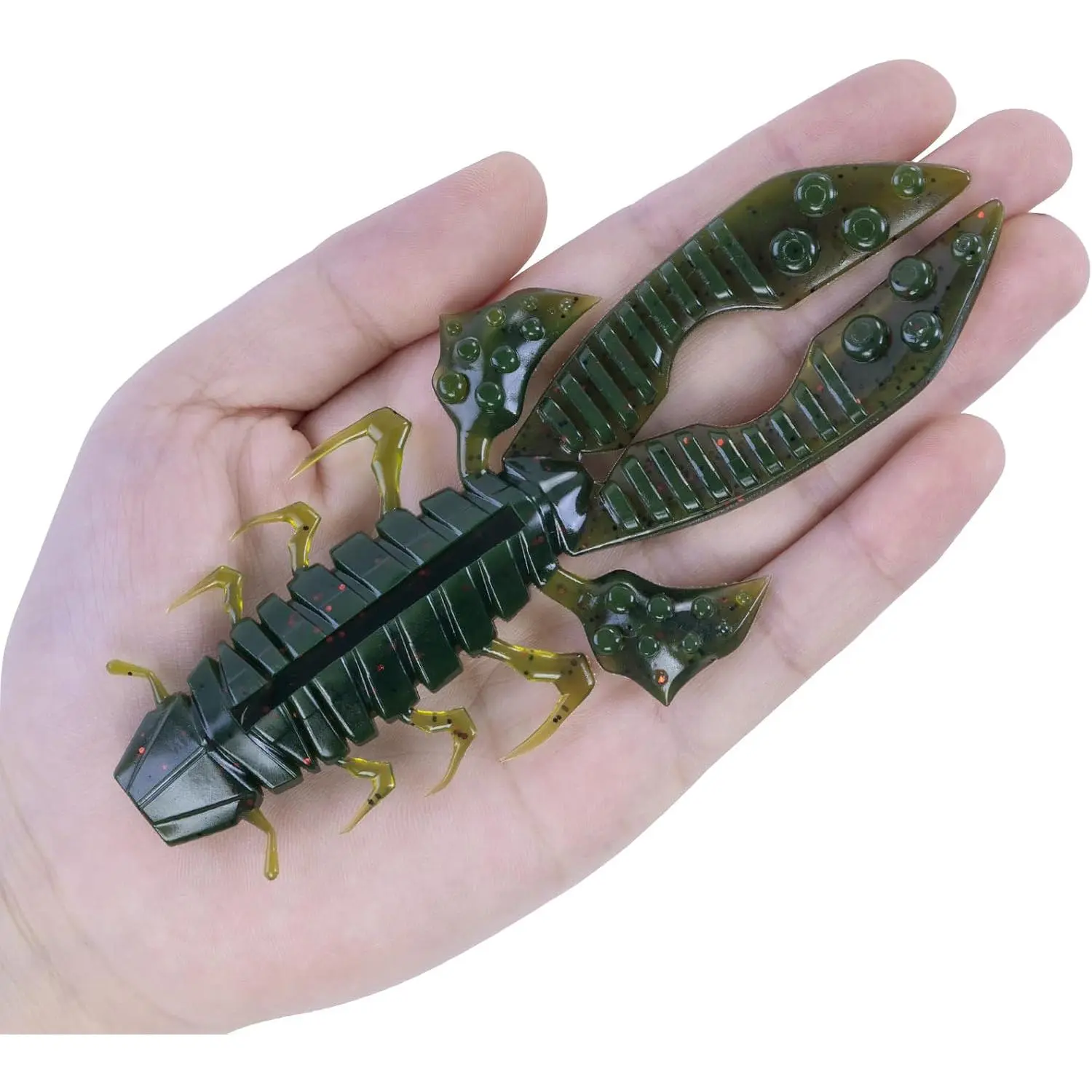 Craw Soft Plastic Crawfish Lures Kit with Removable Rattles | Salt Infused   for Bass Fishing, Texas  & Jig  Lure in Tackle Box, Realistic 1:1 Claw-to- 4.1/5.5in
